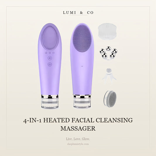 לומי & קו | מעסז פנים סוניקי מחומם 4-ב-1 | זוהר סוניקי 56°C