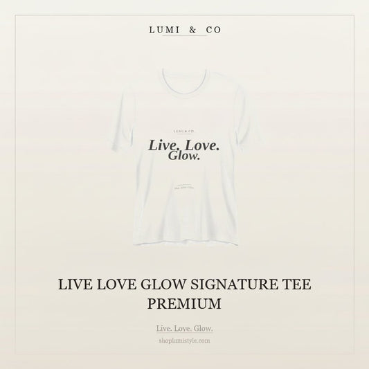 Lumi & Co. | "Live. Love. Glow." Signature Tee — Premium - Lumi & Co