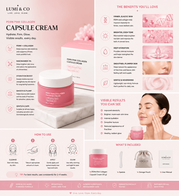 Lumi & Co. | PDRN Pink Collagen Capsule Cream | K-Beauty Brightening Moisturiser - Lumi & Co