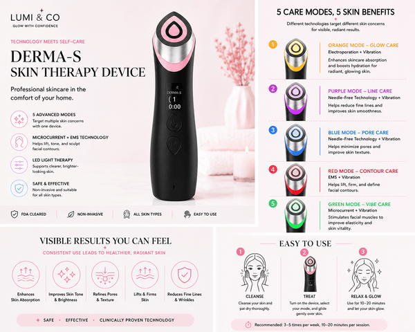 Lumi & Co. | LumiFirm Pro — 5-Color LED Light Therapy & EMS Lifting Device - Lumi & Co