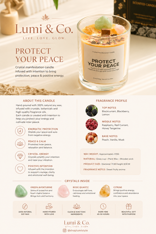 Lumi & Co. | "Protect Your Peace" — Crystal Manifestation Candle