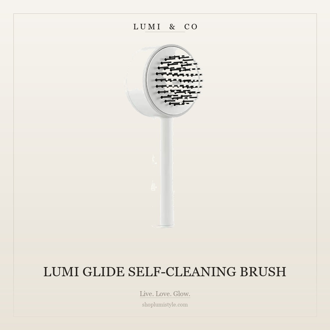 Lumi & Co | Lumi Glide™ Self-Cleaning Detangling Brush — Anti-Static Scalp Massage - Professional Anti Aging Device at Home
