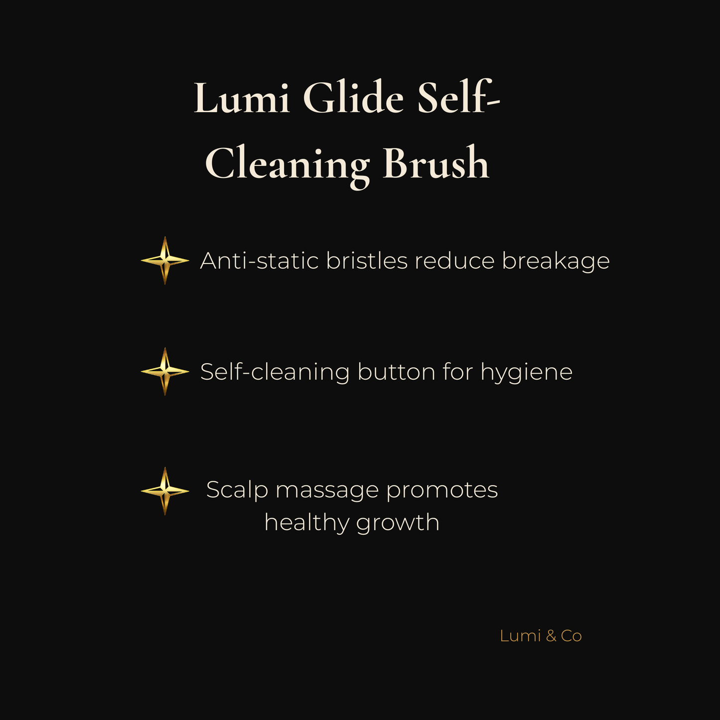 Lumi & Co | Lumi Glide™ Self-Cleaning Detangling Brush — Anti-Static Scalp Massage - Professional Anti Aging Device at Home