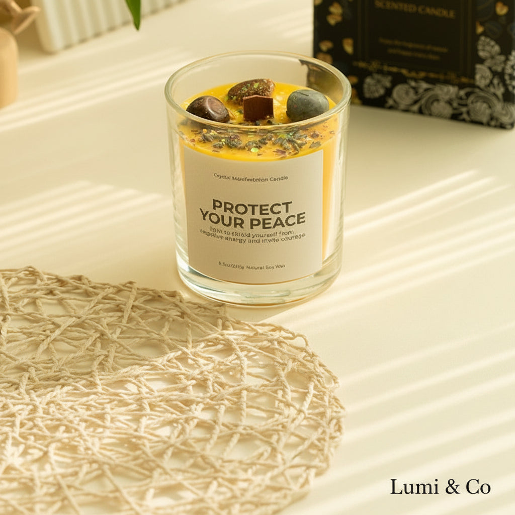 Lumi & Co | Lumi & Co. | "Protect Your Peace" — Crystal Manifestation Candle - Professional Anti Aging Device at Home