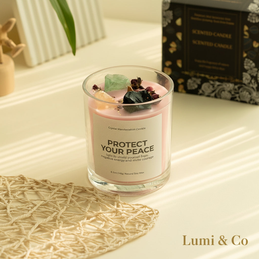 Lumi & Co | Lumi & Co. | "Protect Your Peace" — Crystal Manifestation Candle - Professional Anti Aging Device at Home