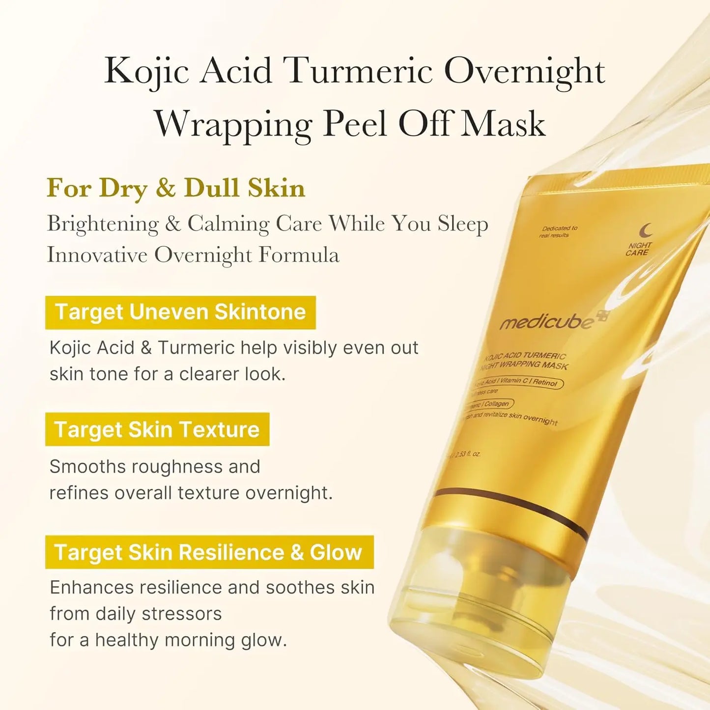 Lumi & Co | Lumi & Co × Medicube | Turmeric Overnight Wrapping Cream — Anti-Wrinkle Collagen Night Treatment - Professional Anti Aging Device at Home