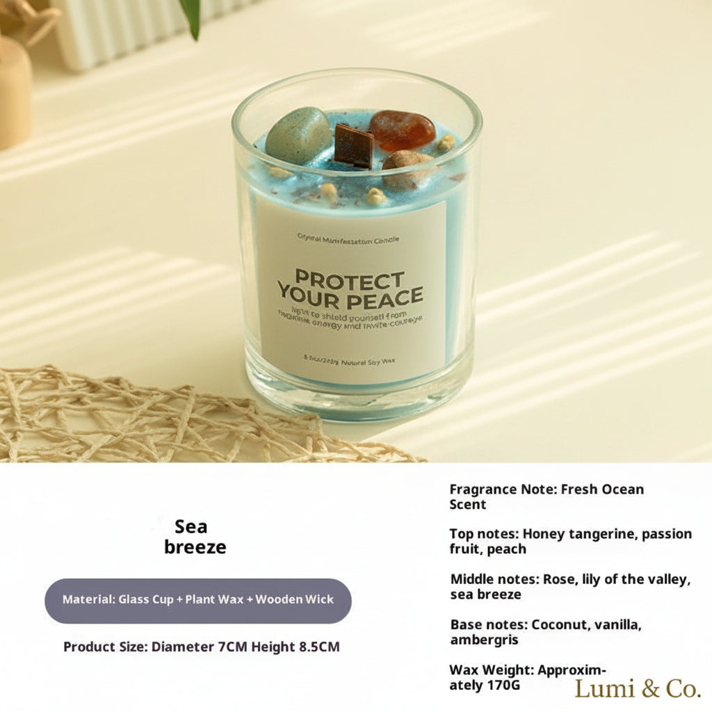 Lumi & Co | Lumi & Co. | "Protect Your Peace" — Crystal Manifestation Candle - Professional Anti Aging Device at Home