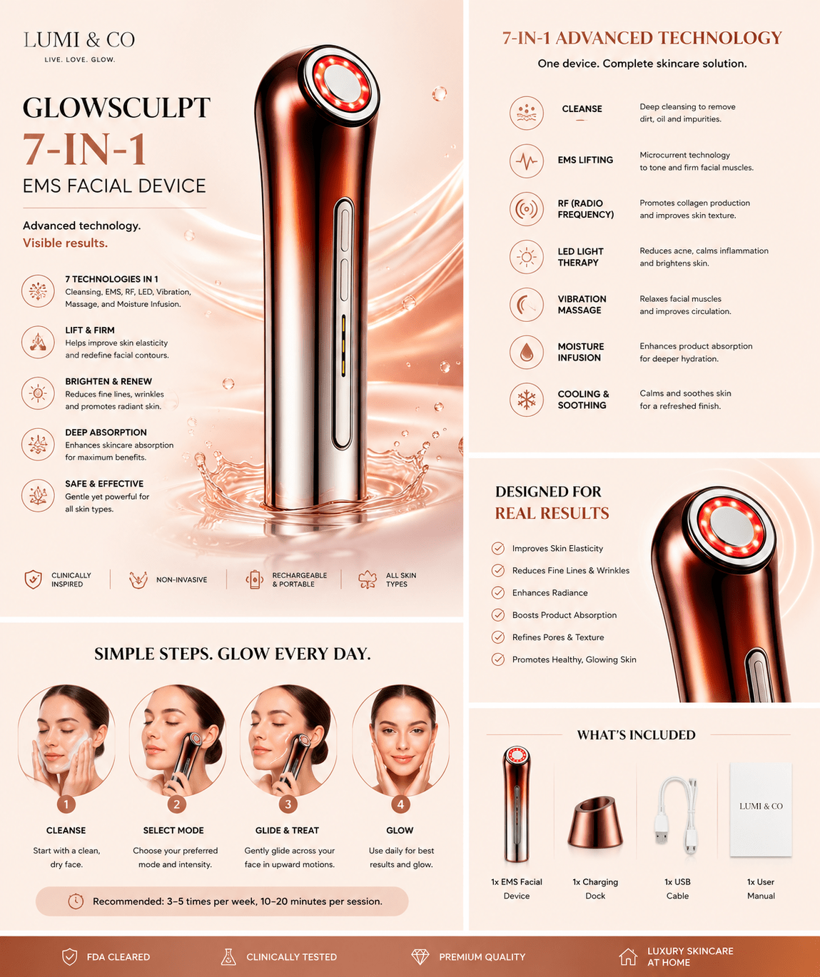 Lumi & Co | Lumi & Co. | Sculpt & Lift EMS Series | Professional Home-Use Facial Toning System - Professional Anti Aging Device at Home