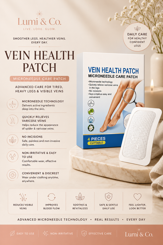 Lumi & Co | VeinCare Microneedle Patch — Non-Invasive Visible Vein Care (4 Cuttable Patches)
