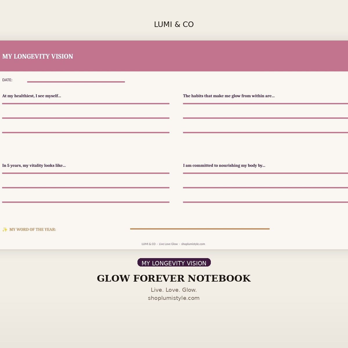 Glow Forever – Women's Longevity Notebook (Digital Download) - Lumi & Co
