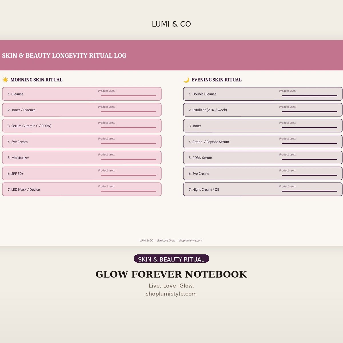 Glow Forever – Women's Longevity Notebook (Digital Download) - Lumi & Co