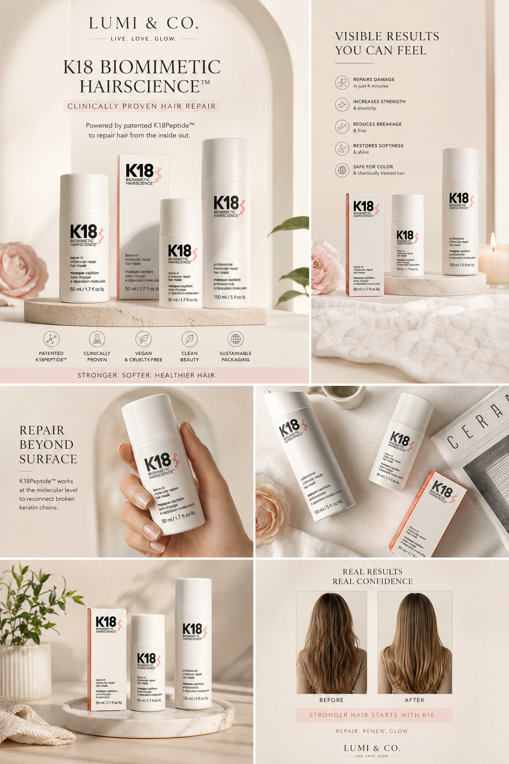 Lumi & Co | Lumi & Co | K18 Biomimetic Hair Care Collection - Professional Anti Aging Device at Home