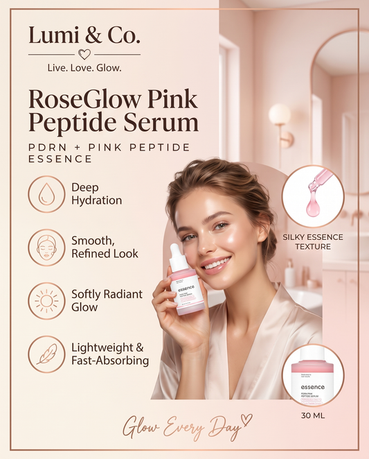 RoseGlow Pink Peptide PDRN Serum — Hydrating & Smoothing Essence