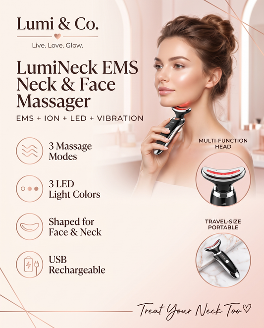 LumiNeck EMS Neck & Face Massager — 3 Modes, 3 LED Colors