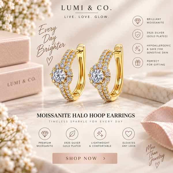 Moissanite Halo Hoop Earrings — 5.4g S925 Silver, GRA Certified | Wear Your Glow