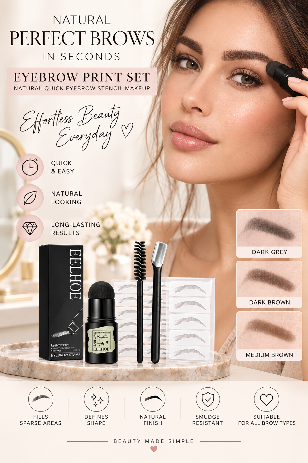 Lumi & Co | GlowBrow Stamp & Stencil Duo — Effortless Natural Eyebrows - Professional Anti Aging Device at Home