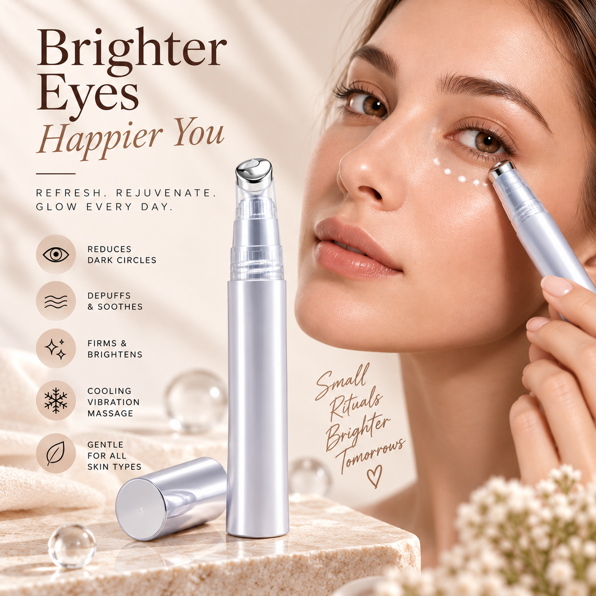 Lumi & Co | GlowEye Vibration Massage Eye Cream Stick - Professional Anti Aging Device at Home